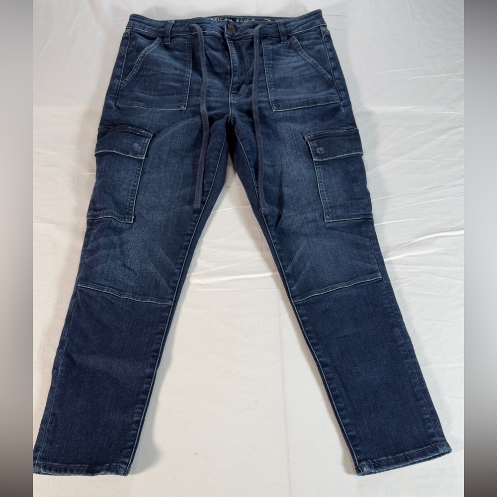 American Eagle Hi-rise jeggings Cargo Denim Pants w!Utility Pockets so 14 short